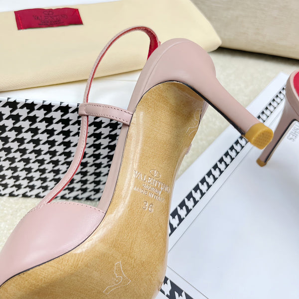 VLOGO SLINGBACK PUMP IN ROSE PINK CALFSKIN LEATHER WITH GOLD LOGO