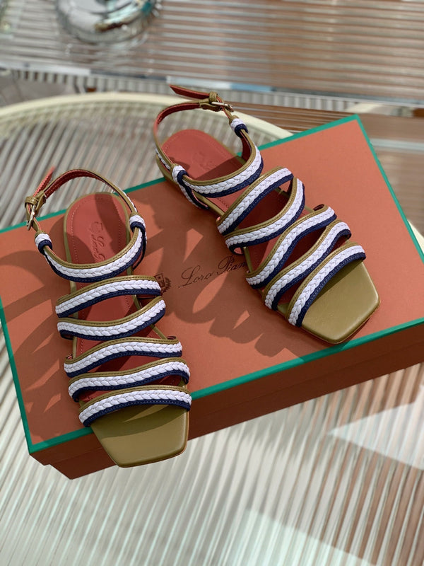 Pantofole Piana Sprightly Charms Sandal Olive Purple Navy Vitello