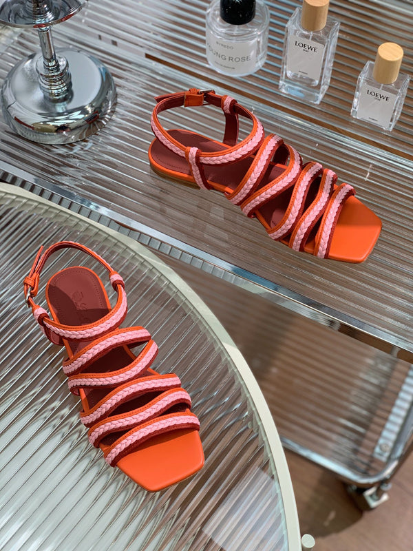 Pantofole Piana Sprightly Charms Sandal Arancione Rosa Marrone Pelle di vitello