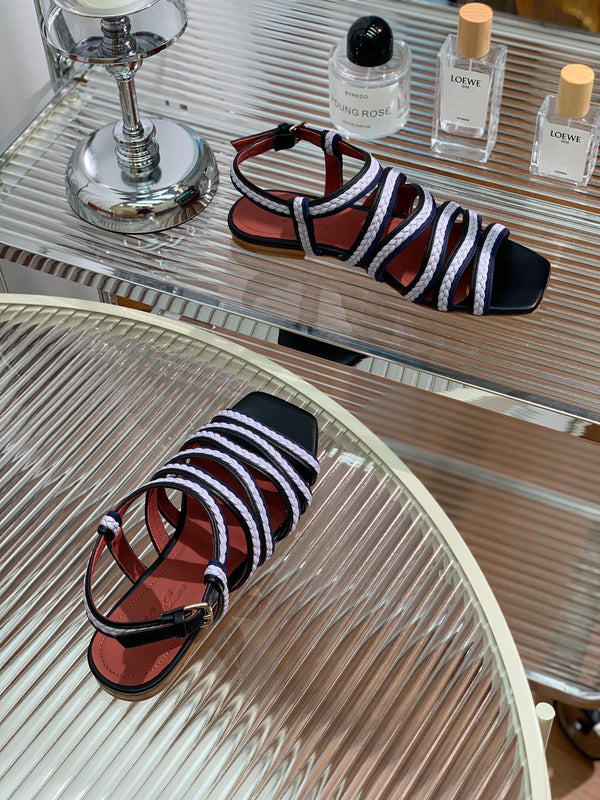 Pantofole Piana Sprightly Charms Sandal Nero Viola Blu Navy Pelle di vitello