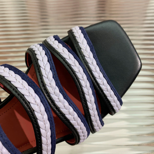 Pantofole Piana Sprightly Charms Sandal Nero Viola Blu Navy Pelle di vitello