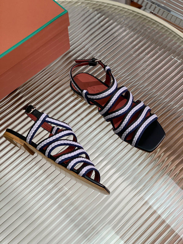 Pantofole Piana Sprightly Charms Sandal Nero Viola Blu Navy Pelle di vitello