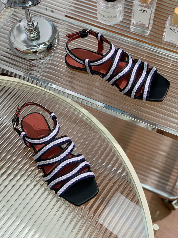 Pantofole Piana Sprightly Charms Sandal Nero Viola Blu Navy Pelle di vitello