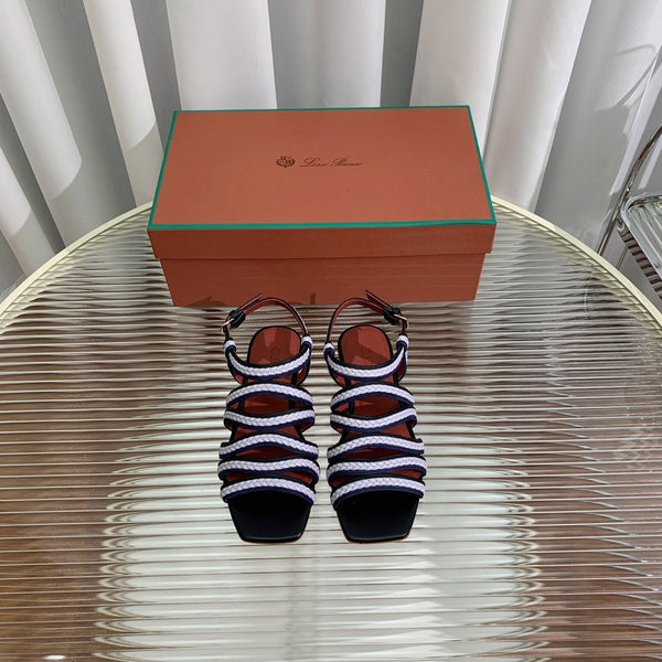 Pantofole Piana Sprightly Charms Sandal Nero Viola Blu Navy Pelle di vitello