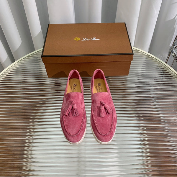lp dot sole walk loafer pink red suede