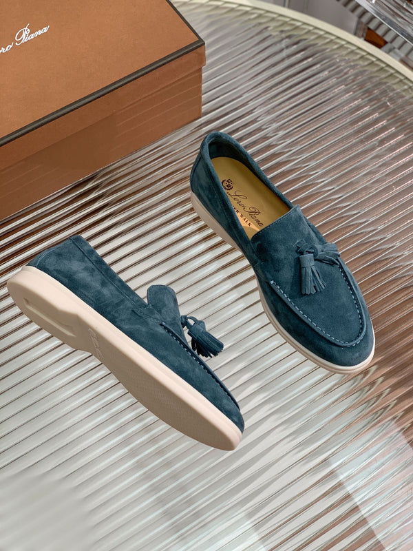 lp dot sole walk loafer peacock blue suede
