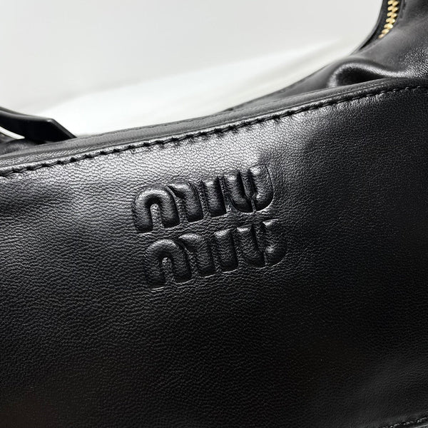 MIU POCKET 21CM SHOULDER BAG BLACK CALFSKIN