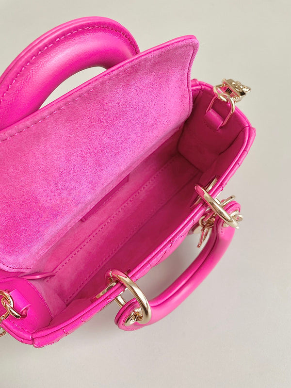 MINI BORSA D-JOY 17 IN PELLE DI AGNELLO ROSA SCURO