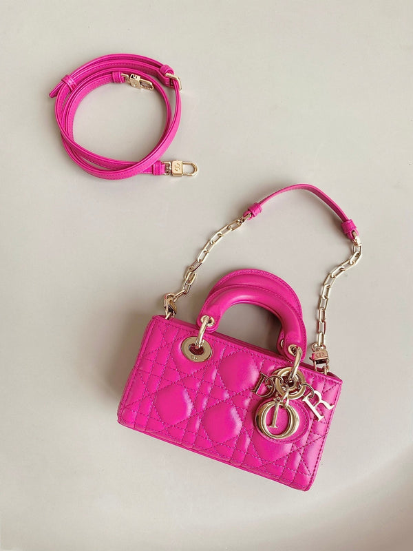 MINI BORSA D-JOY 17 IN PELLE DI AGNELLO ROSA SCURO