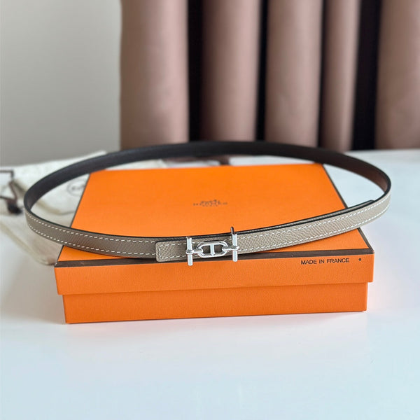 HM ANCRE BUCKLE & REVERSIBLE BLACK AND KHAKI BROWN LEATHER STRAP 13MM SILVER HARDWARE