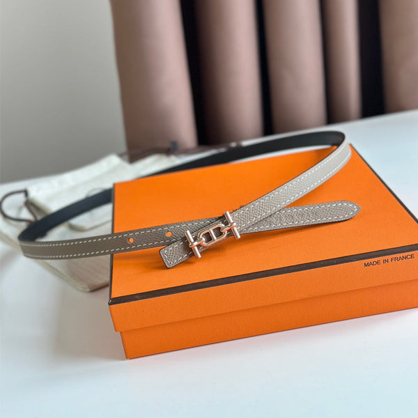 FIBBIA HM ANCRE E CINTURINO REVERSIBILE IN PELLE NERA E MARRONE KAKI 13 MM FERRAMENTA IN RAME