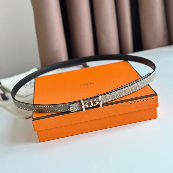 FIBBIA HM ANCRE E CINTURINO REVERSIBILE IN PELLE NERA E MARRONE KAKI 13 MM FERRAMENTA IN RAME