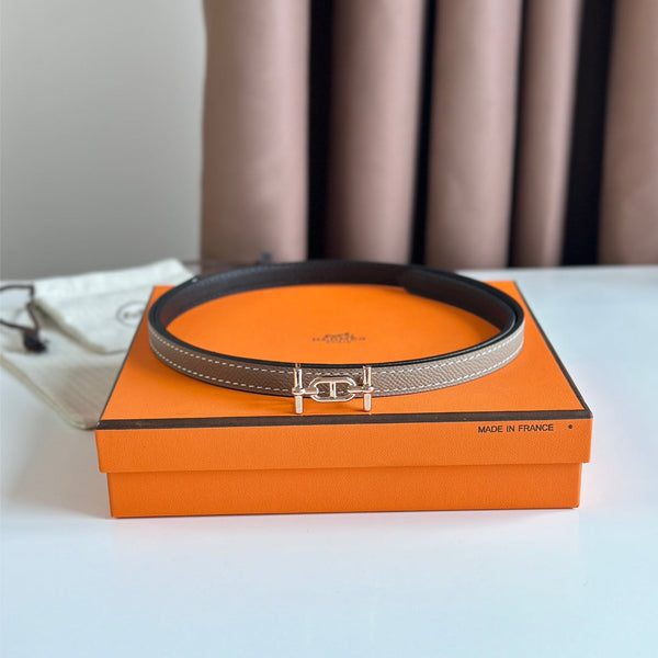 FIBBIA HM ANCRE E CINTURINO REVERSIBILE IN PELLE NERA E MARRONE KAKI 13 MM FERRAMENTA IN RAME