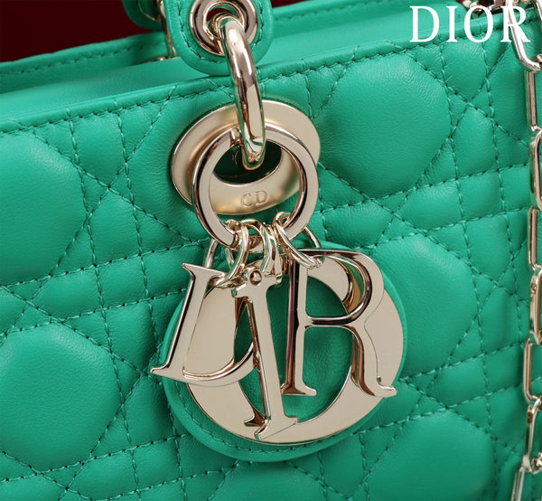 medium lady d-joy 26 jade green lambskin