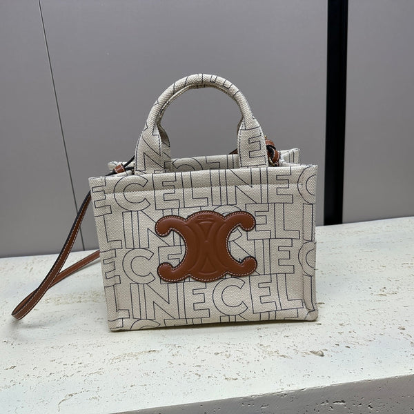 piccola cabas 26 grigio tessuto multi logo triomphe vitello