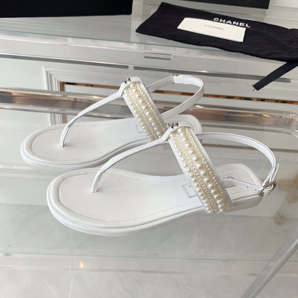 slingbacks thong sandal white lambskin mop