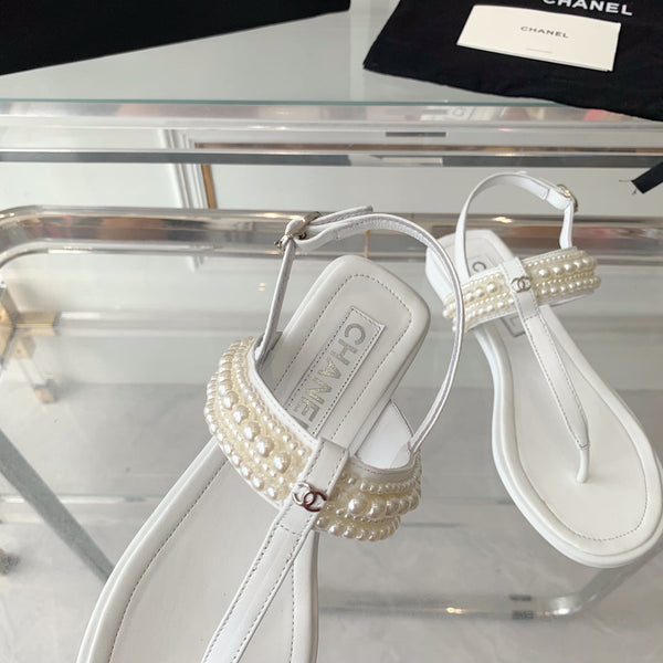 slingbacks thong sandal white lambskin mop