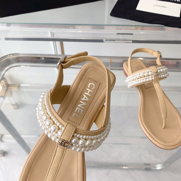 slingbacks thong sandal beige lambskin mop