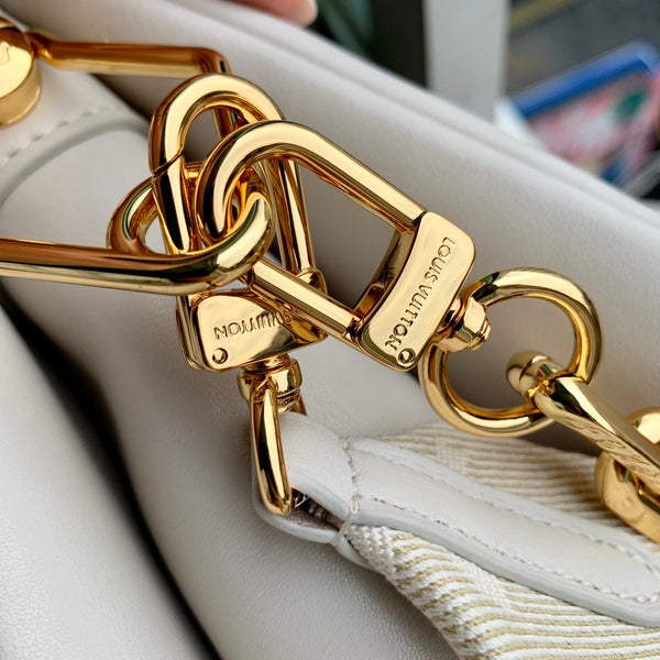 coussin bb 21 crema rosa nero monogramma impresso pelle di vitello hardware dorato