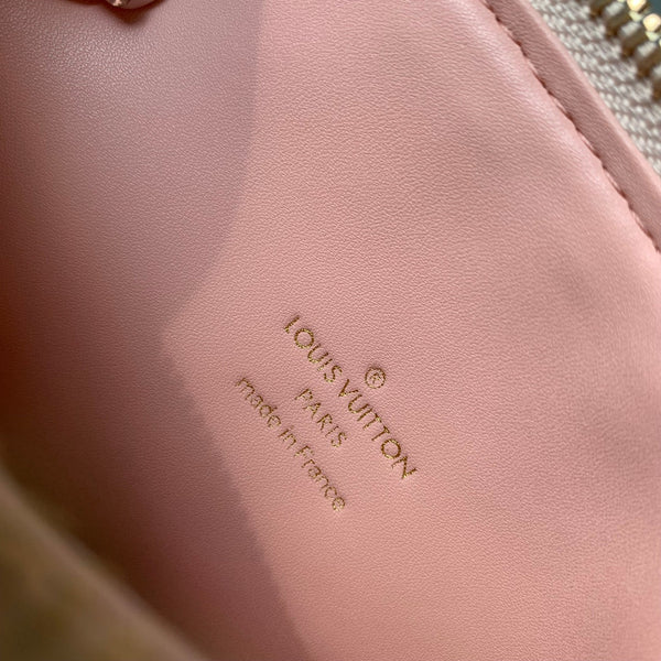 coussin bb 21 crema rosa nero monogramma impresso pelle di vitello hardware dorato