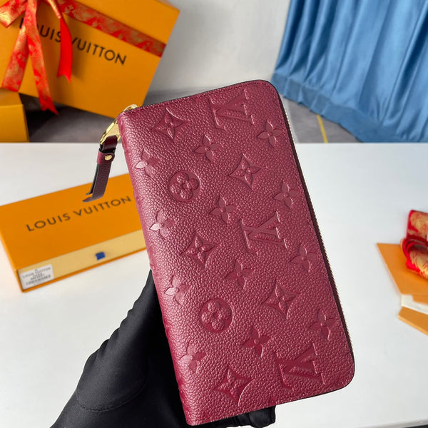 LV M63691 Zippy Wallet Burgundy Monogram Empreinte Leather 221621
