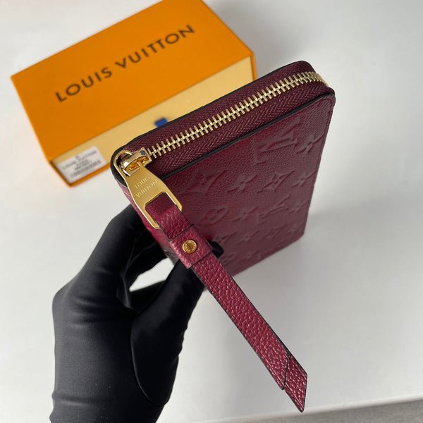 LV M63691 Zippy Wallet Burgundy Monogram Empreinte Leather 221621
