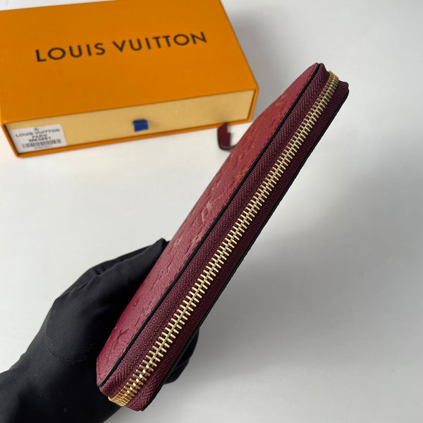 LV M63691 Zippy Wallet Burgundy Monogram Empreinte Leather 221621