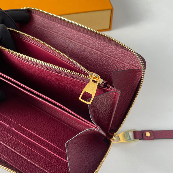 LV M63691 Zippy Wallet Burgundy Monogram Empreinte Leather 221621