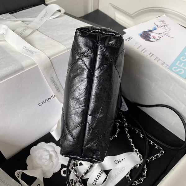 CC 24S Hobo 22 Bag 20cm Black Aged Lambskin