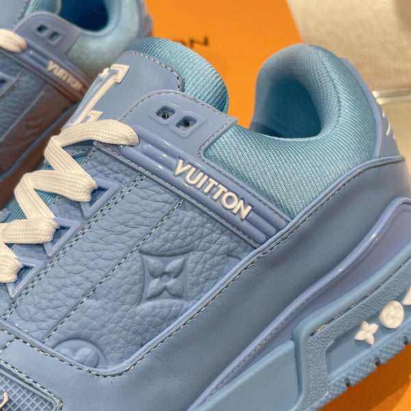 LV 1AHTB0 Trainer Sneaker Blue Monogram-Embossed Leather Lace 626732