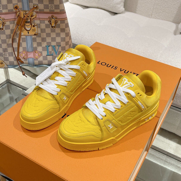 LV 1AHTB0 Trainer Sneaker Yellow Monogram-Embossed Leather Lace 626730
