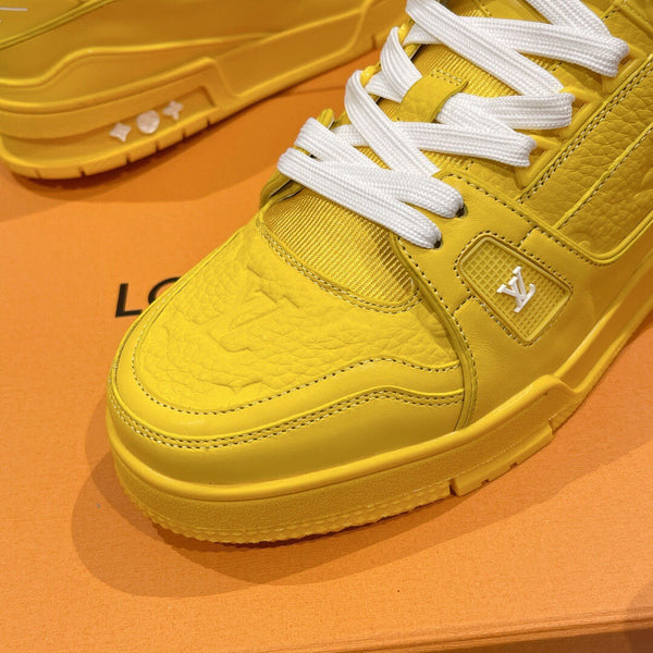LV 1AHTB0 Trainer Sneaker Yellow Monogram-Embossed Leather Lace 626730