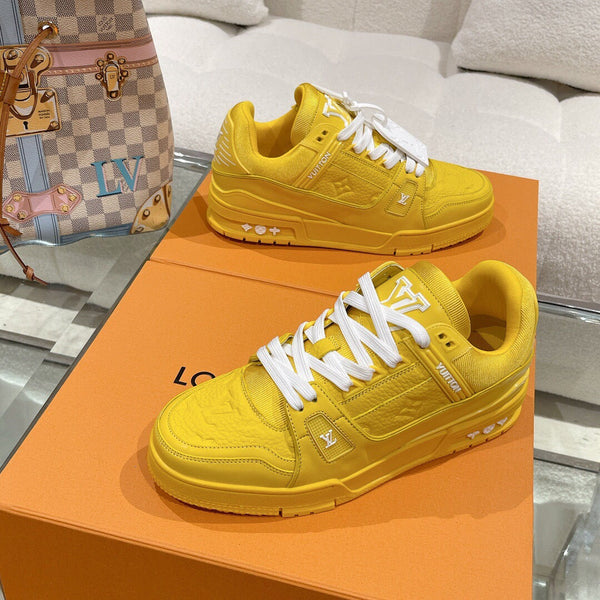 LV 1AHTB0 Trainer Sneaker Yellow Monogram-Embossed Leather Lace 626730