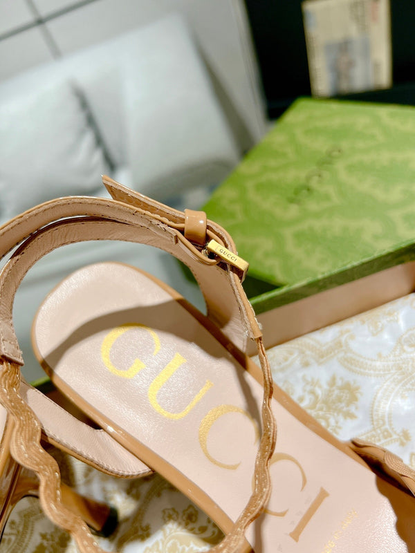 GG HIGH - HEEL SANDAL TAWNY FABRIC ATTACH BOW