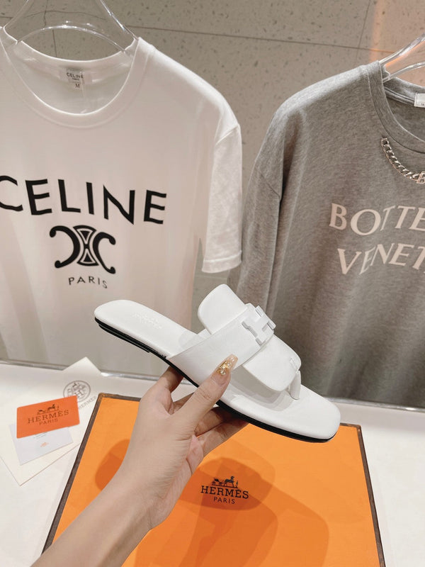 CLASSIC H BUCKLE SANDALS WHITE LAMBSKIN