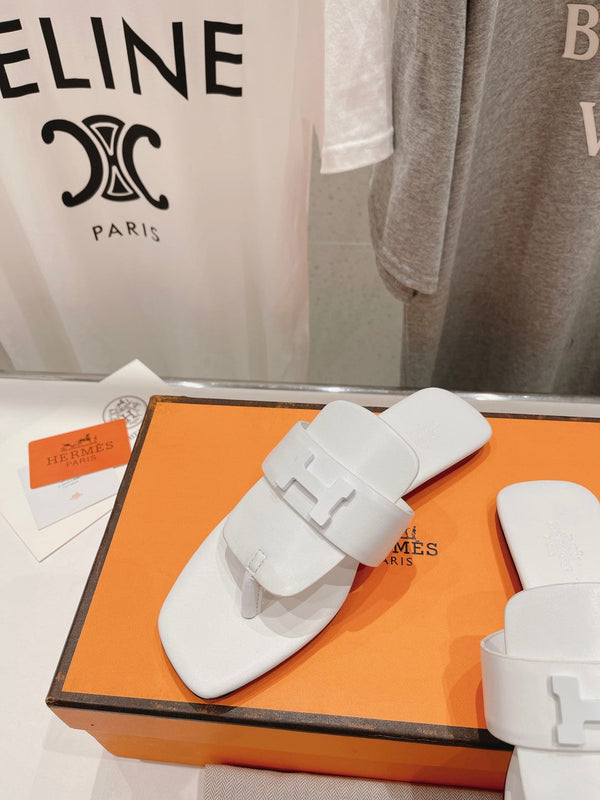 CLASSIC H BUCKLE SANDALS WHITE LAMBSKIN