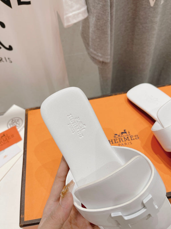 CLASSIC H BUCKLE SANDALS WHITE LAMBSKIN