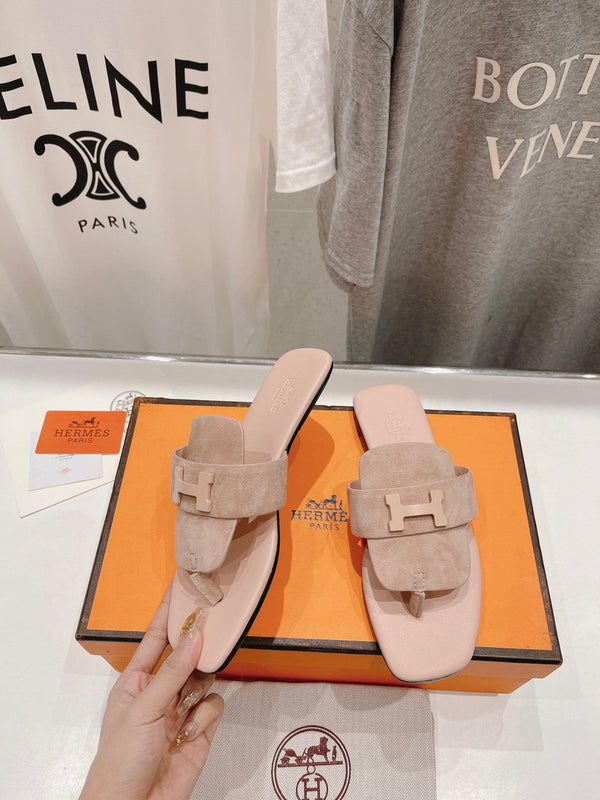 CLASSIC H BUCKLE SANDALS PASTEL PINK LAMBSKIN