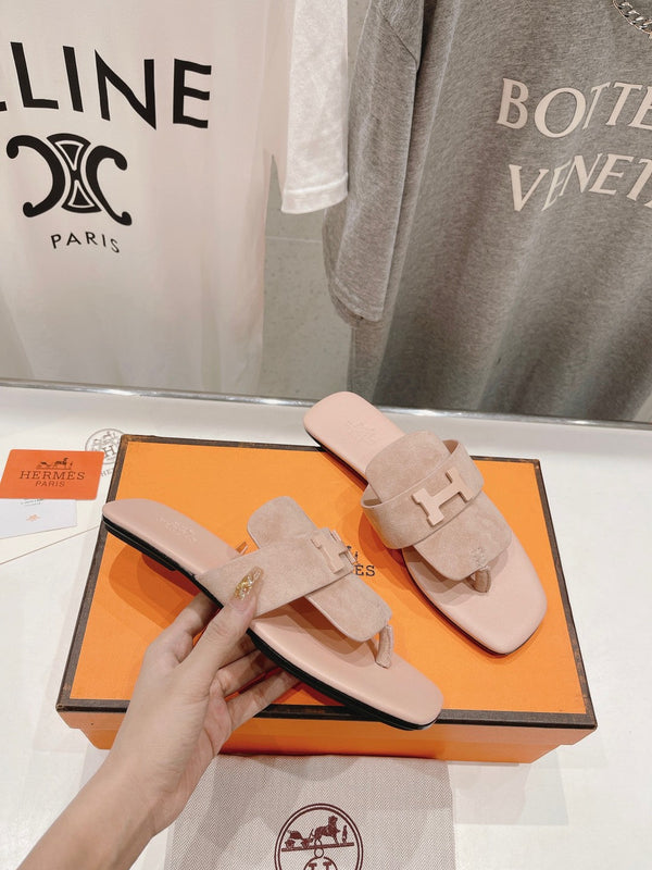 CLASSIC H BUCKLE SANDALS PASTEL PINK LAMBSKIN