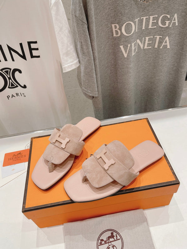 CLASSIC H BUCKLE SANDALS PASTEL PINK LAMBSKIN