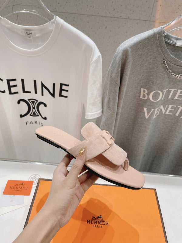 CLASSIC H BUCKLE SANDALS PASTEL PINK LAMBSKIN