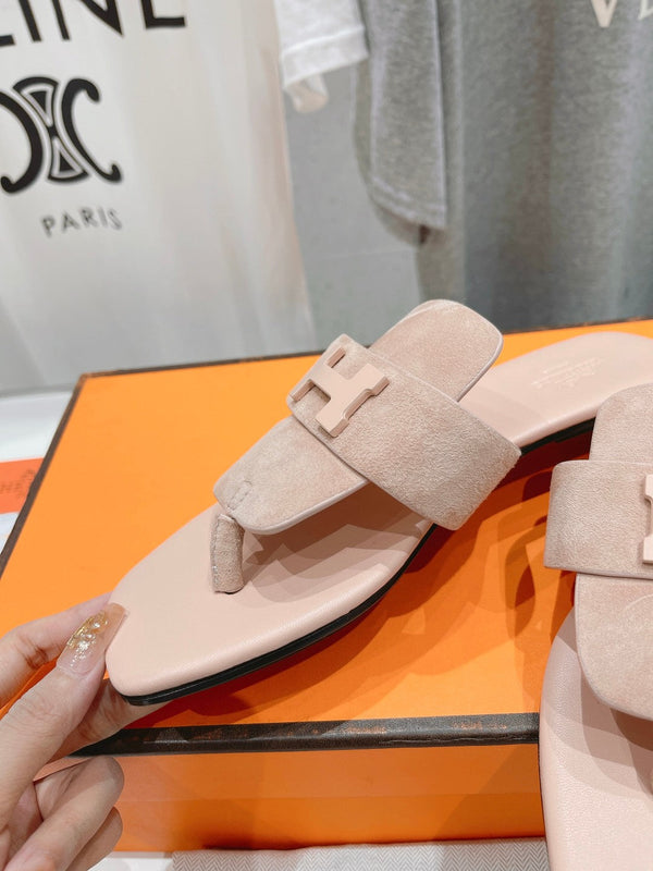 CLASSIC H BUCKLE SANDALS PASTEL PINK LAMBSKIN