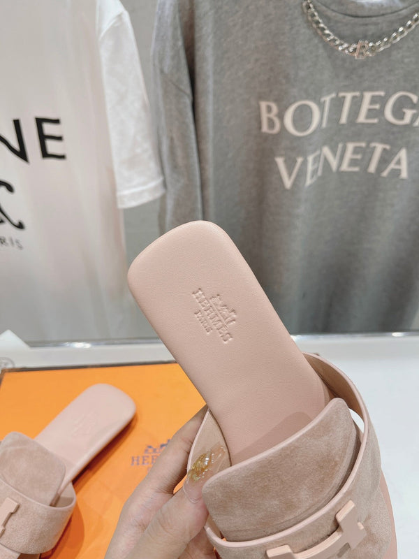 CLASSIC H BUCKLE SANDALS PASTEL PINK LAMBSKIN