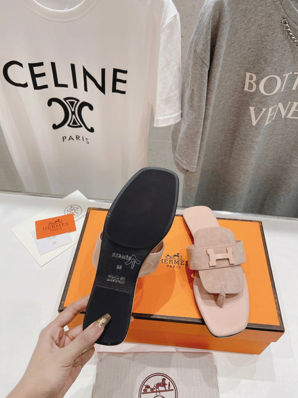 CLASSIC H BUCKLE SANDALS PASTEL PINK LAMBSKIN