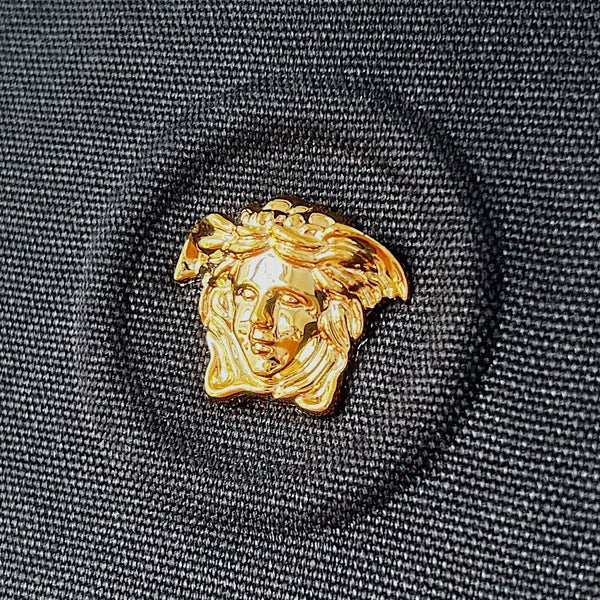 Versace Black Denim Canvas Tote Bag 40 With Cowhide Handle 175560