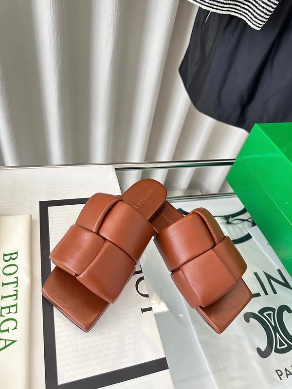 patch mule flat brown lambskin