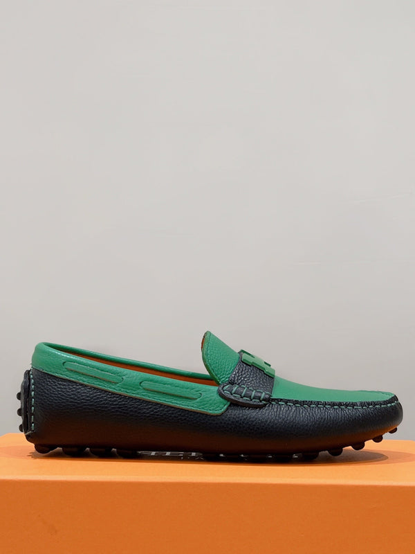 HM Men's Loafer Green Cowhide 557570