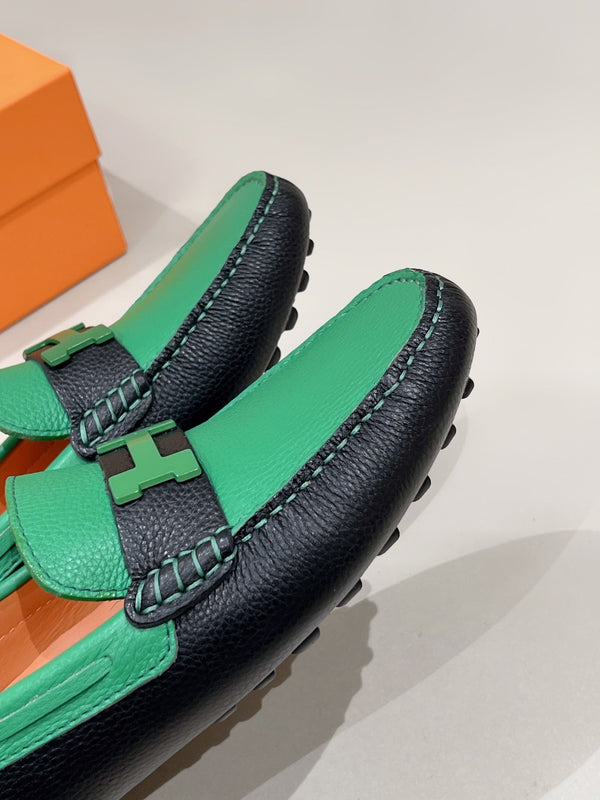 HM Men's Loafer Green Cowhide 557570