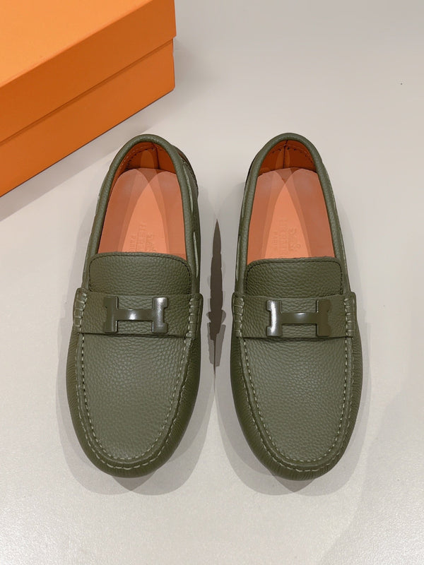 HM Men's Loafer Moss Green Cowhide 557571