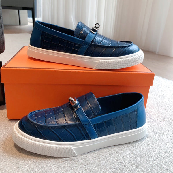 HM GAME SLIP-ON CROCODILE MOTIF SNEAKER NAVY CALFSKIN